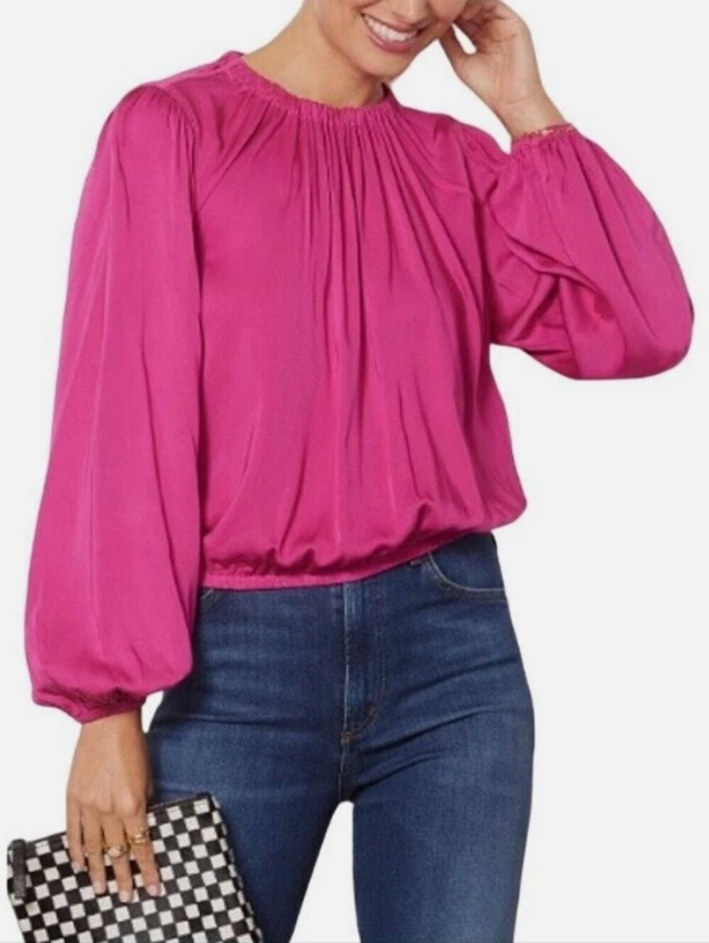 Cloth & Stone Luxe Satin Banded Blouse
